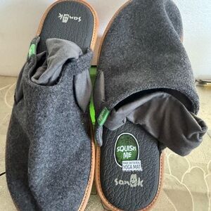 Sanuk Charcoal and Tan Slip-On Shoes